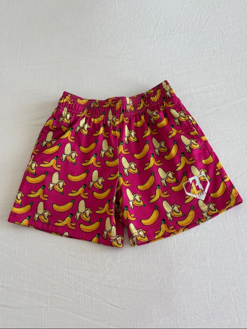 Girls' Magenta Banana-Print Elastic Waist Shorts